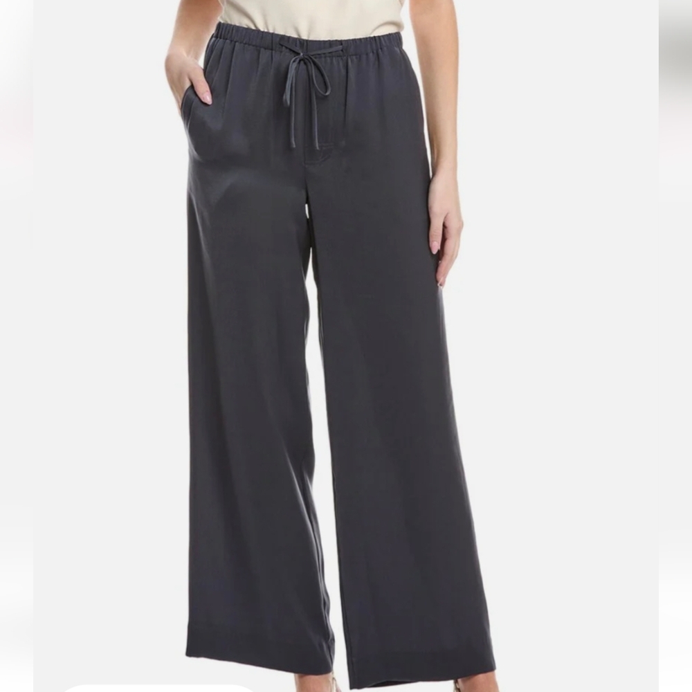 Vince Silk Pajama Pants L Navy Coastal Blue NWT $365